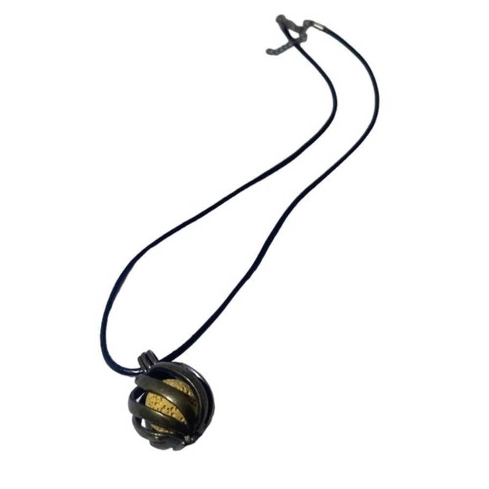 NWOT Lava Stone Essential Oil Diffuser Caged Diffuser Necklace 16” Leather Strap